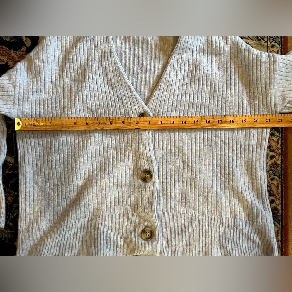 Madewell Cropped V-Neck Cardigan, Heather Serene Blue, Sz S - Picture 7 of 8
